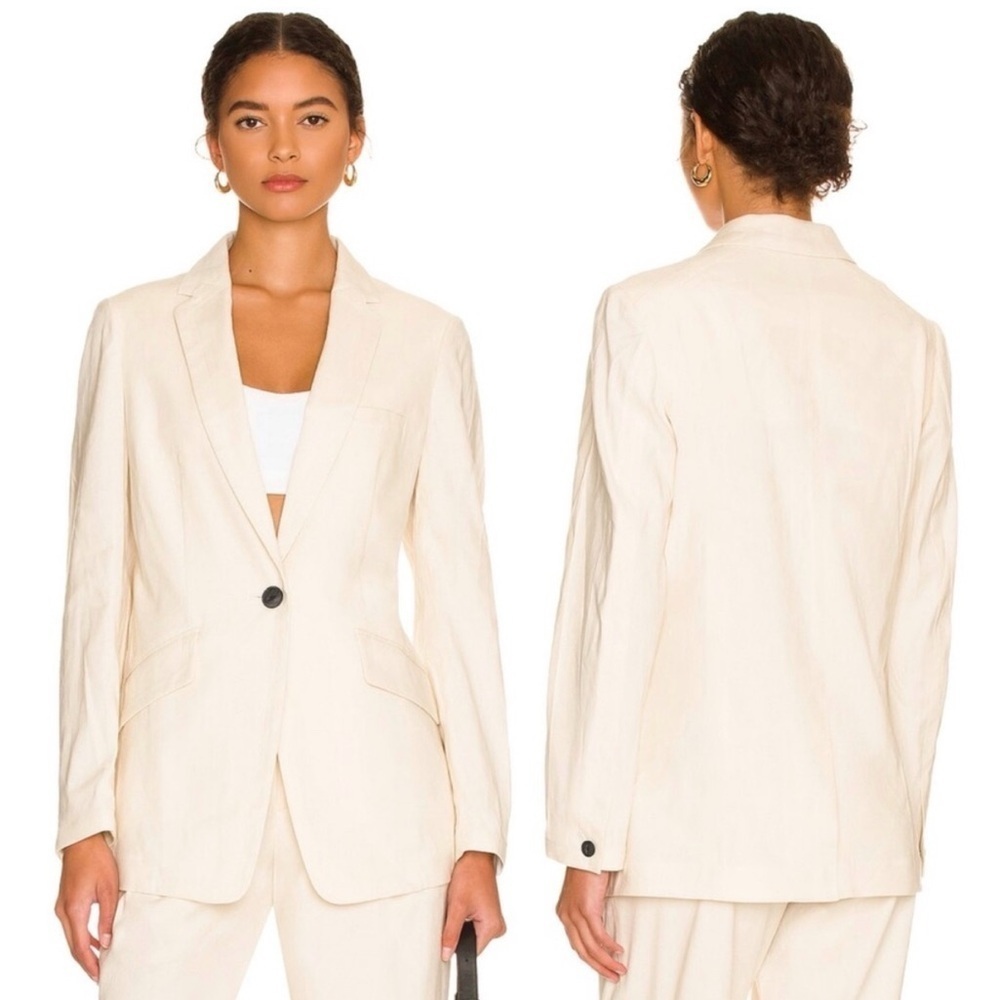 Rag & Bone Margot Linen Blend Blazer Khaki Tan size 8